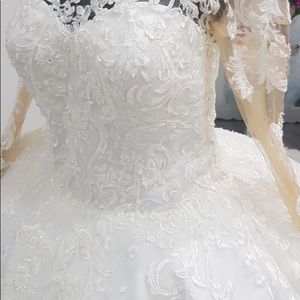 Custom Made Wedding Dress Lace Back Long Tail S M